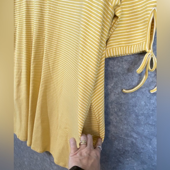 Hayden Women’s Tie Short Sleeve Striped Yellow/White Knit Shift Dress Size XL - Picture 4 of 11